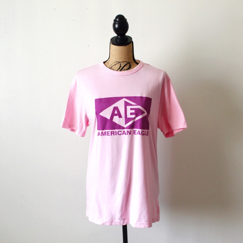 American Eagle Medium Pink & Purple Short Sleeve Graphic T-shirt